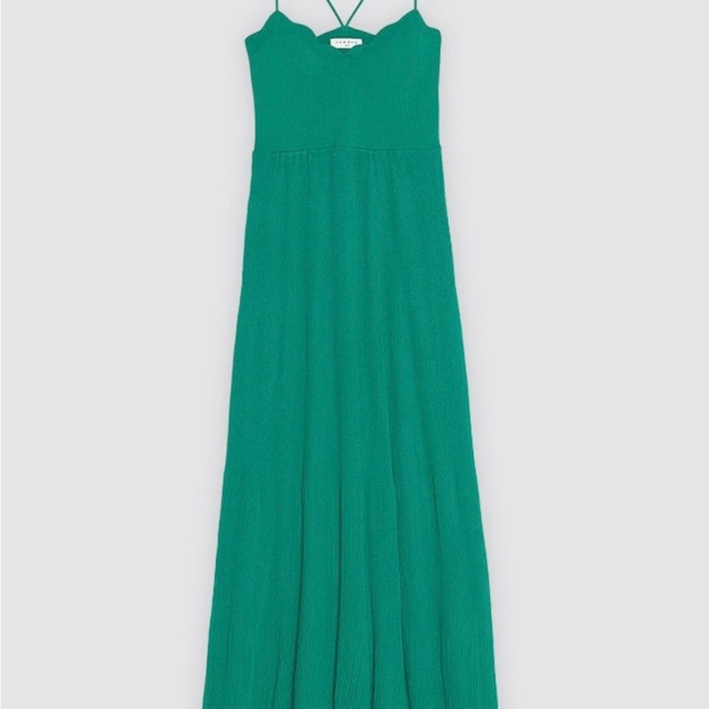 Sandro Green Halter Maxi Sundress